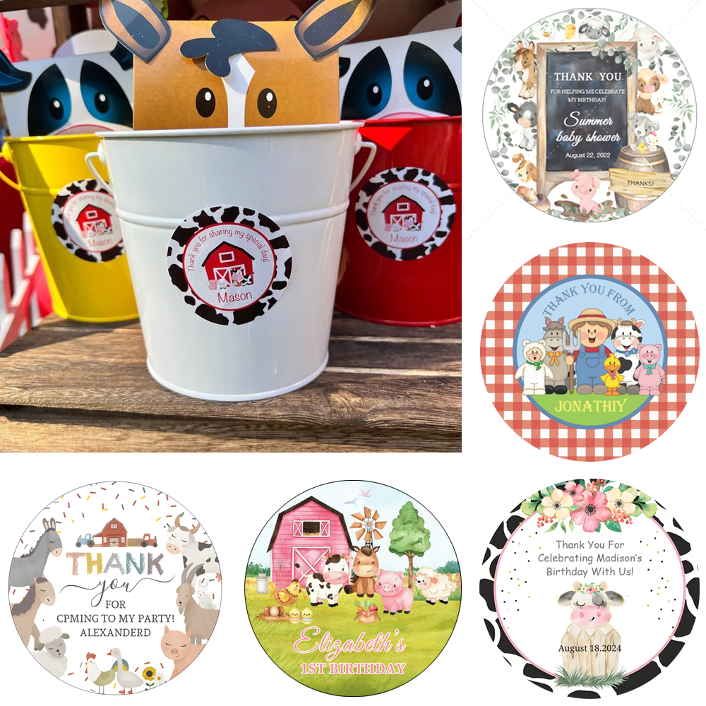 Pet Supplies Zoo - Farm Animals Birthday Stickers Labels Rural