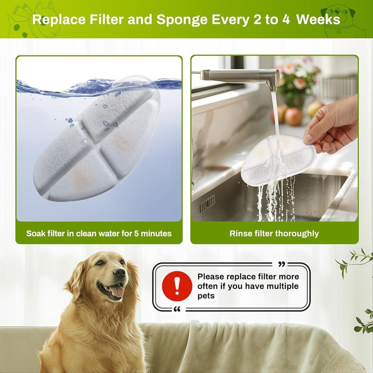 Pet Water Fountain - FSLH Filters and Pump Sponges for